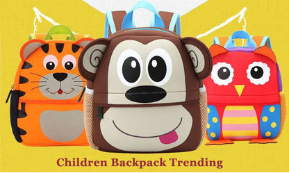 3D Cartoon Animal Kids Backpack | School Bag for Girls & Boys, Kindergarten Toddler Backpack Ages 2-5