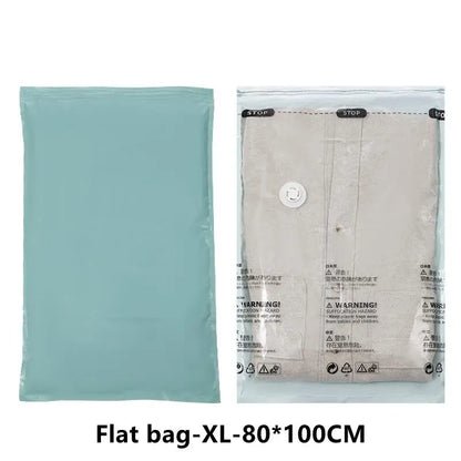 No-Pump Vacuum Storage Bags – Large Plastic Compression Bags for Clothes, Blankets & Travel Accessories