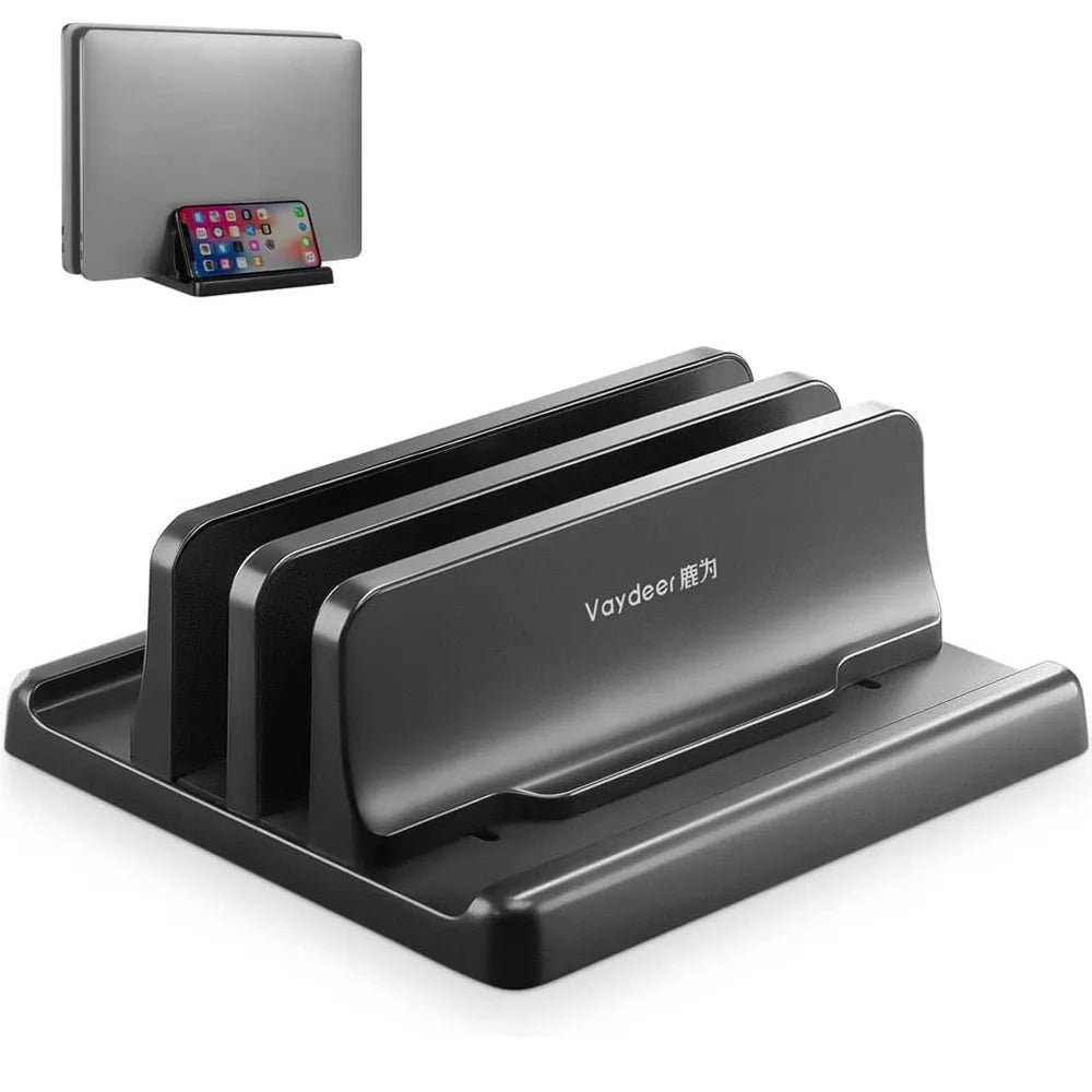 Adjustable Vertical Laptop Stand | Dual-Slot ABS Plastic Design | Space-Saving for MacBook, Chromebook, Surface, iPad