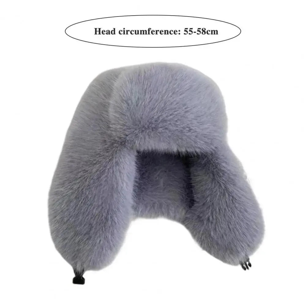 Fashion Faux Fur Bomber Hat – Thickened Windproof Cap with Earflaps & Warm Earmuffs for Women