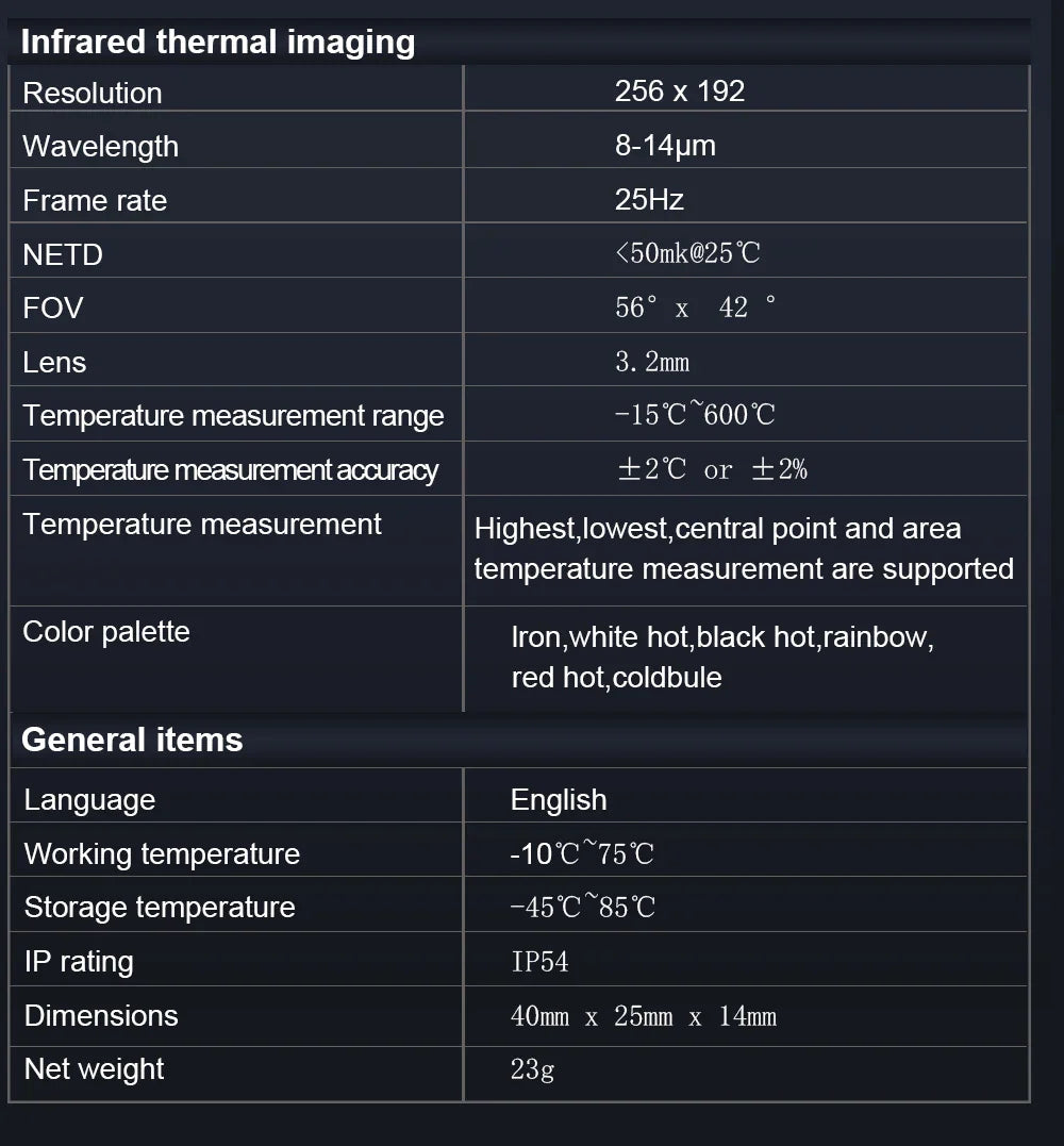 TOOLTOP T7 Android Thermal Imager – 256x192 Mobile Thermal Imaging Camera, Type-C, 25Hz for Solar Panel & Device Fault Detection