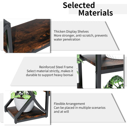 Large 5-Tier Metal and Wood Plant Stand – Flower Display Shelf and Living Room Bookshelf
