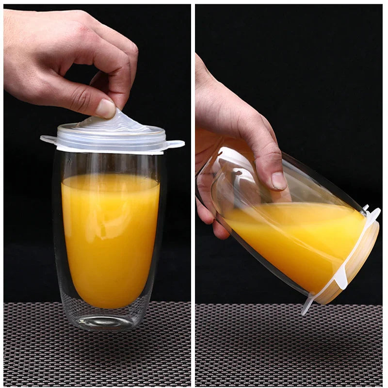 6/12Pcs Silicone Stretch Lids - Universal Taper Pot Bowl Food Wrap Sealed Cover for Kitchen Cookware