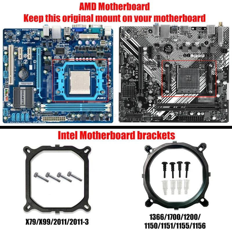CPU Air Cooler X79/X99 — 3-Pin/4-Pin PWM Fan for Intel LGA 1366/1151/1155/1200/1700/2011 & AMD AM3/AM4/AM5
