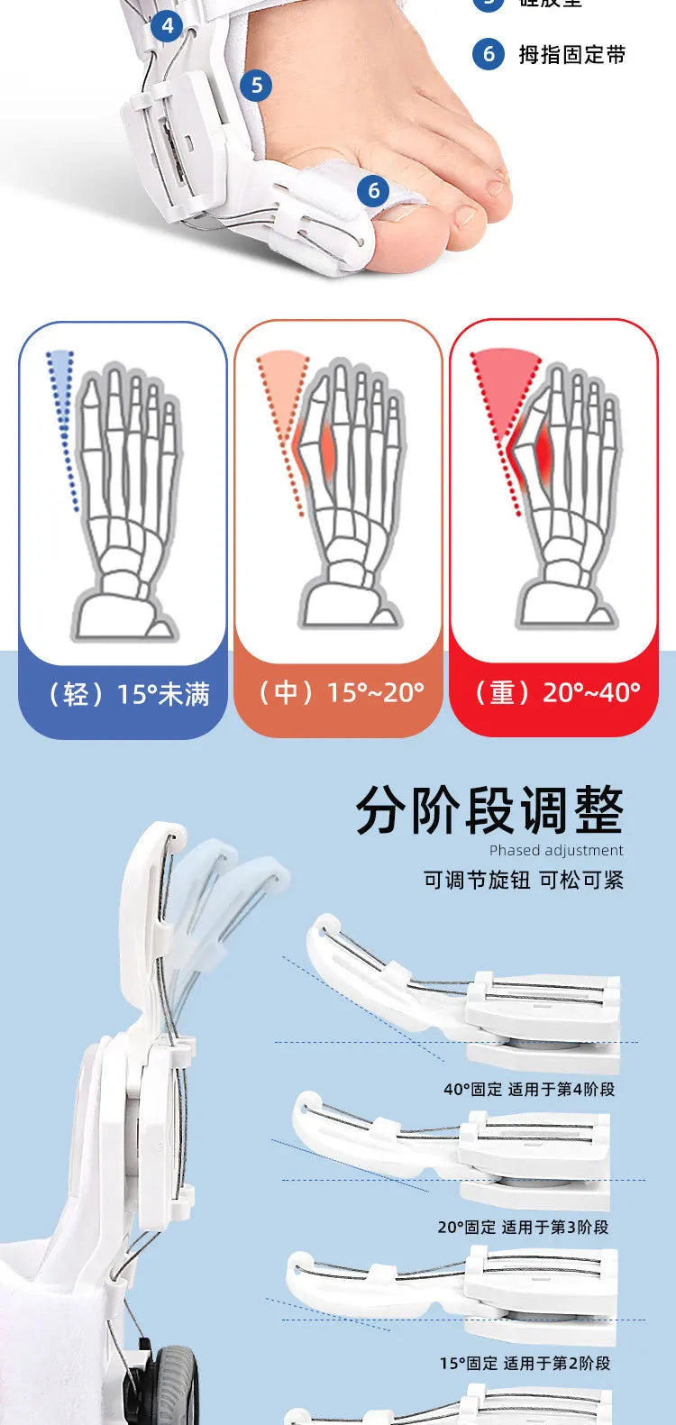 Bunion Corrector for Men & Women – Adjustable Hallux Valgus Toe Separator & Pedicure Straightener