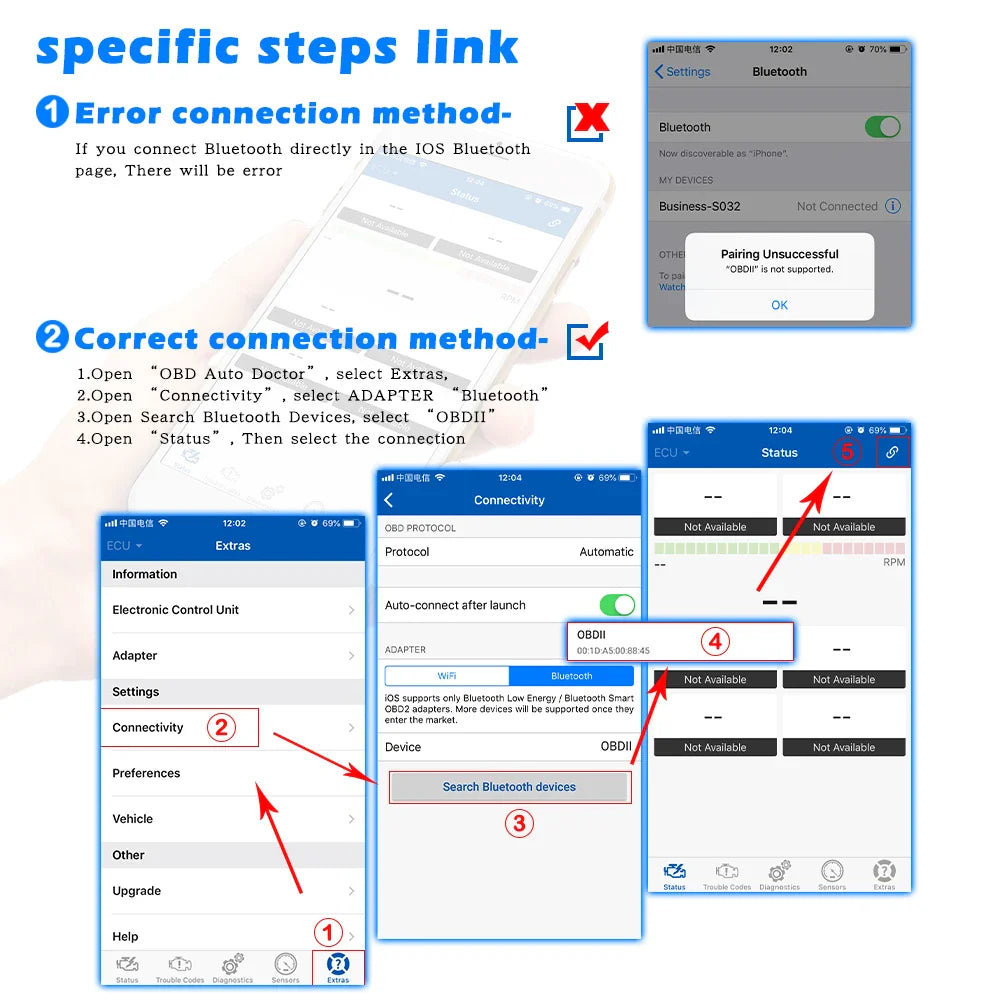 Efficient Car Care: Konnwei ELM327 V1.5 Bluetooth 5.0 OBD2 Scanner - Advanced OBDII Auto Car Diagnostic Tools for Easy Code Reading