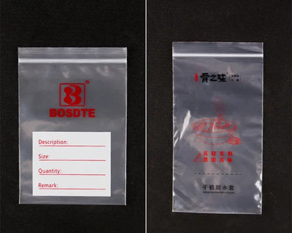100pcs 50 Micron Clear PE Zip Lock Bags – Reclosable Plastic Pouches for Candy, Cookies & Dried Fruits