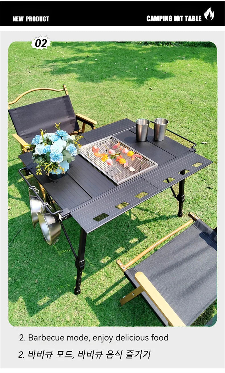 Lohascamping Folding IGT Table – Lightweight Portable Roll-Up Table with Adjustable Legs for Camping, BBQ & Outdoor Cooking