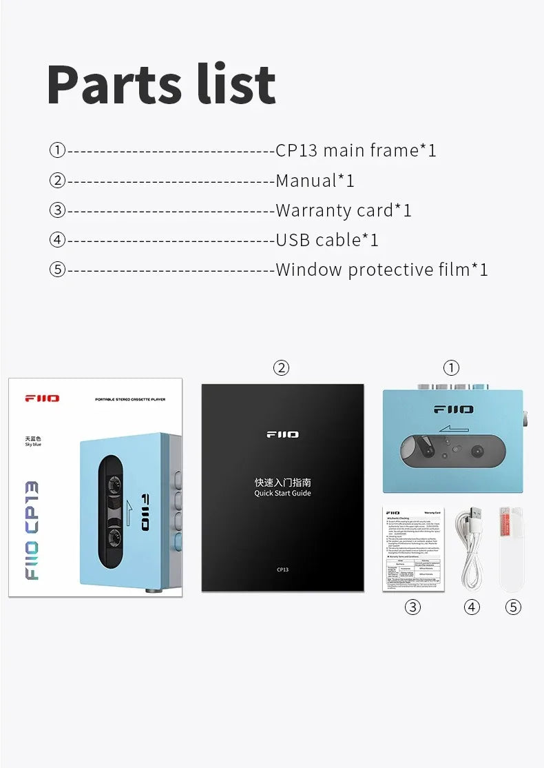 FiiO CP13 Portable Stereo Cassette Music Player – 13 Hours Battery Life, 1800mAh, Dual-Mode 4.2V Power Supply, MP3 Player