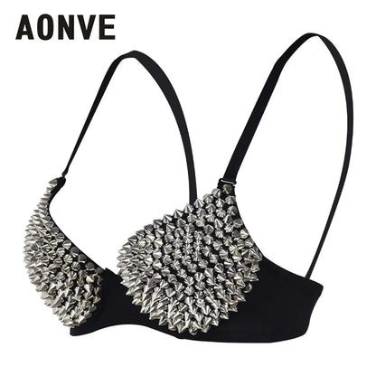 AONVE Sexy Rhinestone Lingerie – Gold/Silver Plunge Wire-Free Bralette with Sequined Cover Top