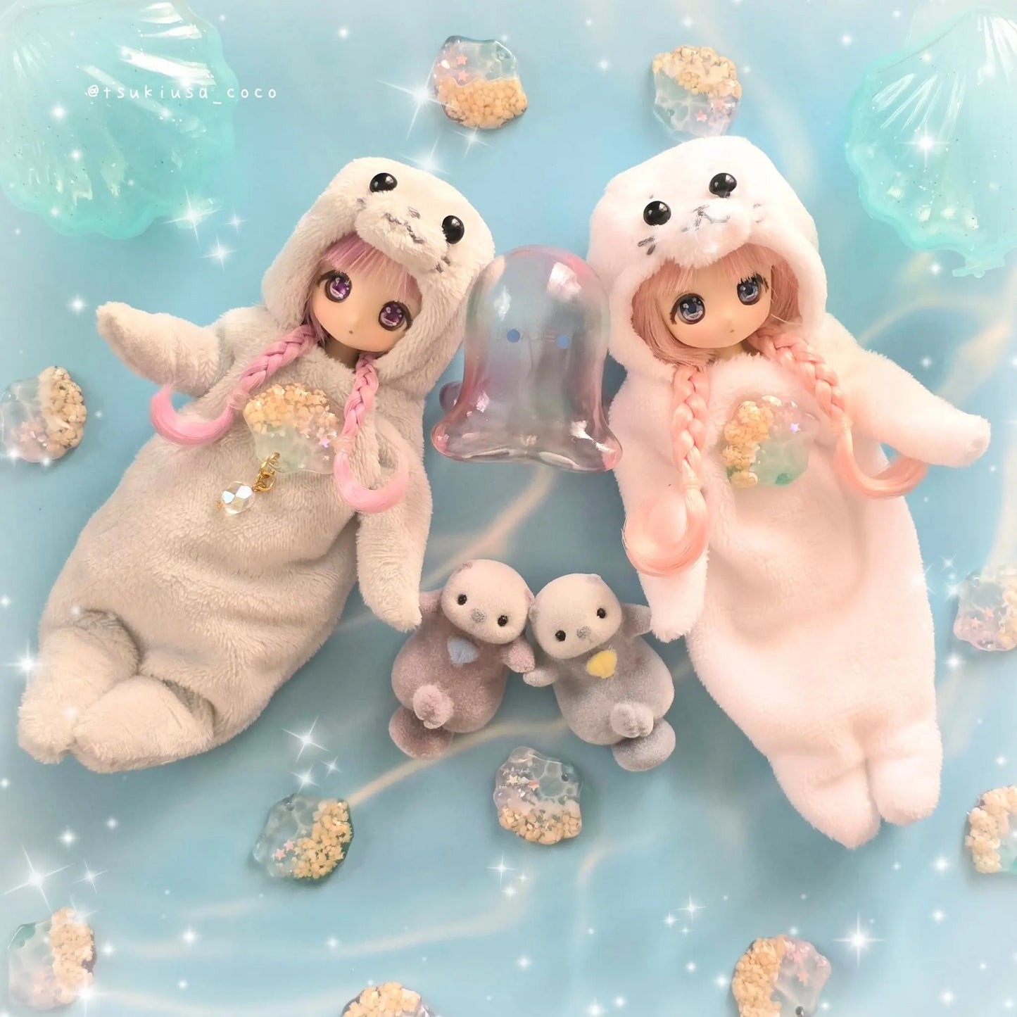 Yell World Shell Capsule Toy | Kawaii Fluffy Sea Otter Gasha Ornament Figure