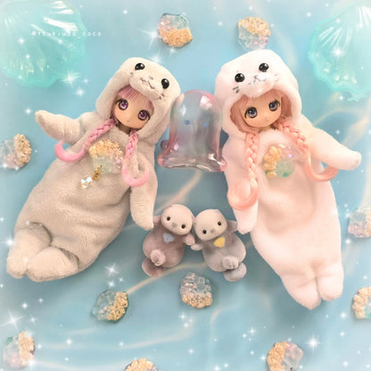 Yell World Shell Capsule Toy | Kawaii Fluffy Sea Otter Gasha Ornament Figure