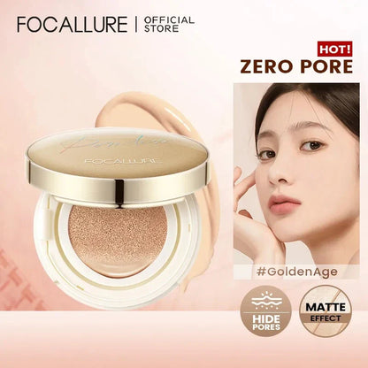 FOCALLURE Air Cushion BB Cream – Poreless, Waterproof, Long-Lasting Matte Foundation & Brightening Concealer with Puff
