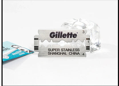 Gillette Super Blue Straight Razor for Men - Stainless Steel Razor Blades for Safe Shaving and Beard Care