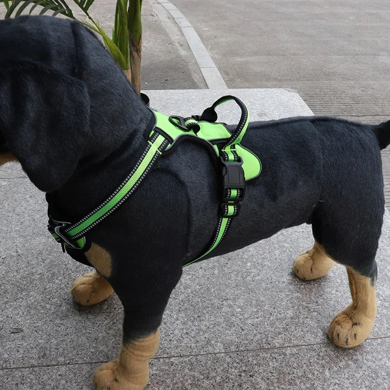 Adjustable No-Pull Reflective Dog Harness – Soft, Breathable Nylon Vest with Leash for Small & Large Dogs