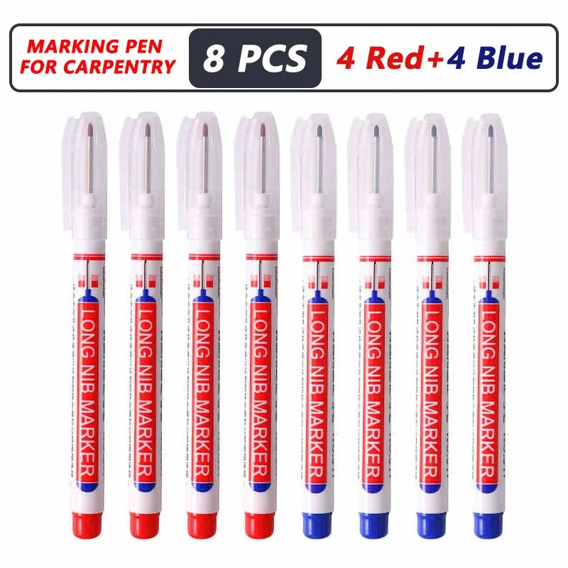 20mm Deep Hole Marker Pen Tips - Long Nib Waterproof Markers for Metal, Woodworking & Bathroom Decoration