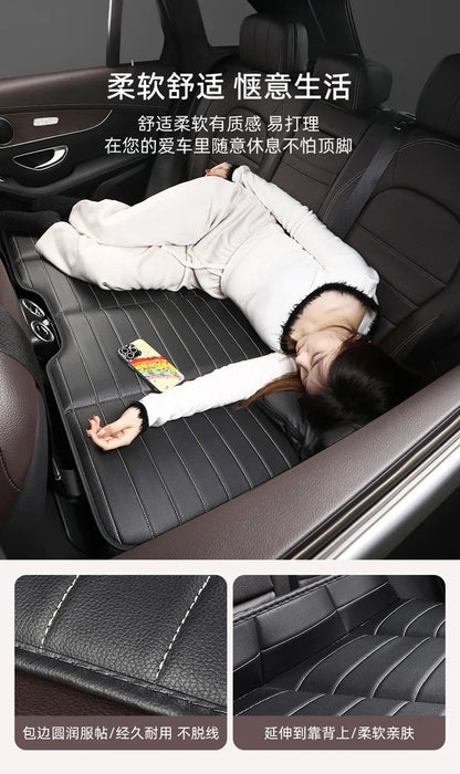 Foldable Car Travel Bed for Rear Seat – Wear-Resistant PU Sleeping Pad Mattress for SUV & Sedan Trips