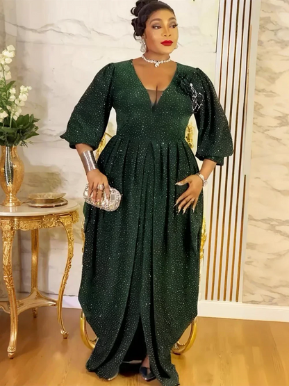 Women’s Plus Size Ankara Maxi Dress - Elegant Dashiki African Party & Wedding Evening Gown