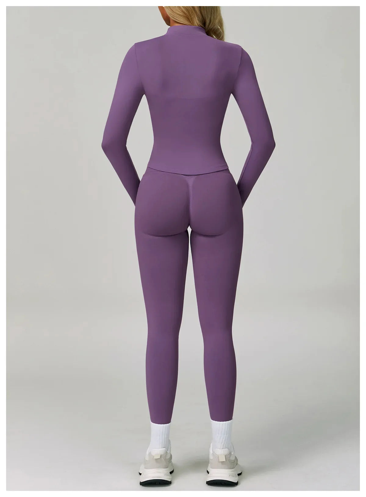 2/3PCS Women’s Seamless Yoga & Gym Set – Push-Up Sports Bra, Long Sleeve Jacket & Workout Leggings