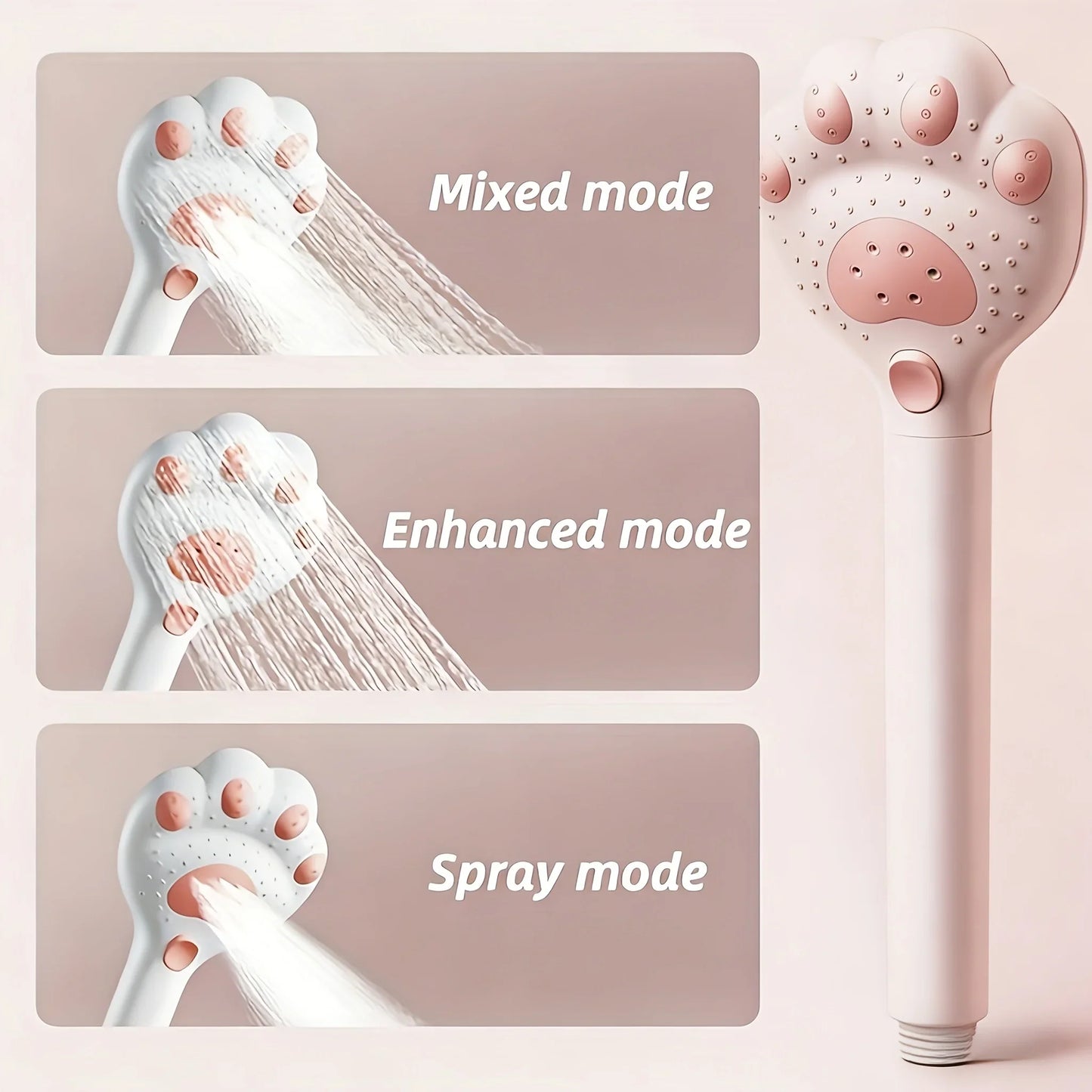 High Pressure Cat Paw Shower Head - 3-Mode Adjustable Filter Water-Saving Bathroom Faucet