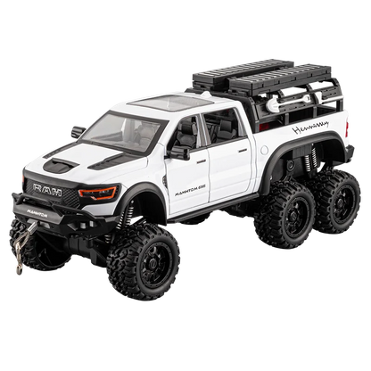 1:24 Dodge Mammoth RAM 1000 TRX 6x6 Diecast Model – Metal Alloy Pickup Toy Car with Lights for Kids & Collectors