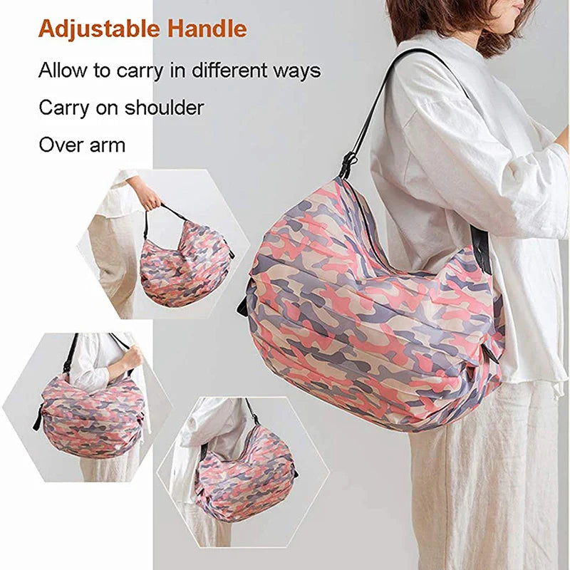 Portable Travel Camouflage Handbag - Foldable Storage Bag with Handle, Large Capacity Shopping Bag