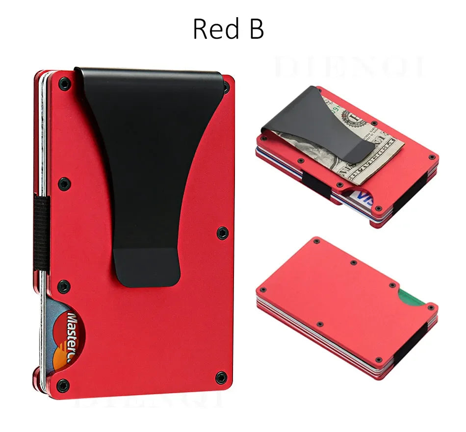 RFID Carbon Fiber Metal Wallet for Men – Slim Minimalist Card Holder, Thin Small Money Clip Purse
