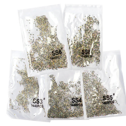 SS3-SS8 1440pcs Clear Crystal AB Gold 3D Non HotFix Flatback Nail Art Rhinestones: Decorations for Shoes, Dancing, and More