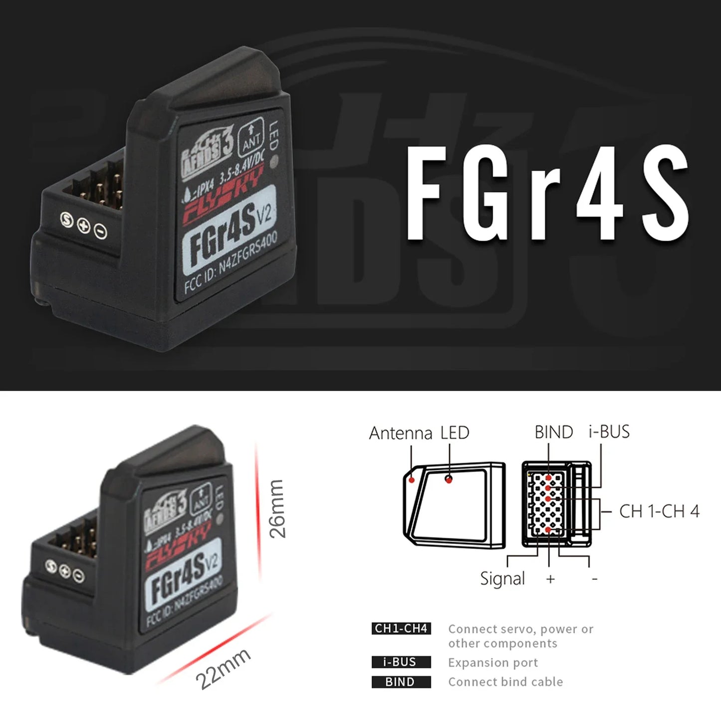 Flysky Noble NB4+ 2.4G 8CH Radio Transmitter – AFHDS 3 Remote Controller with FGR4S Receiver for RC Car & Boat
