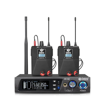 Debra ER102 UHF Wireless In-Ear Monitor System – Multiple Professional Transmitters for Small Concerts & Home Theater
