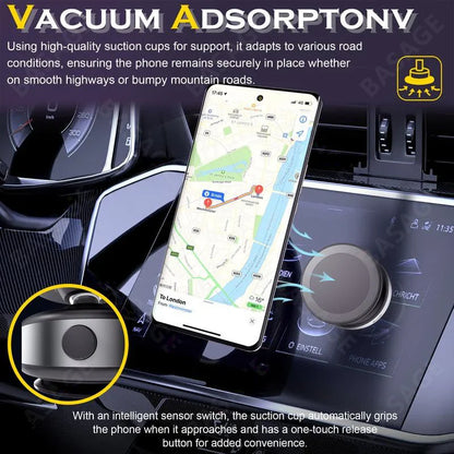 Car Magnetic Vacuum Adsorption Bracket - 360° Rotating Aluminum Alloy Phone Holder for 4.7-inch & Larger Smartphones