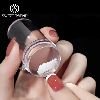 Transparent Nail Art Stamper Kit - French Manicure Stamping Plate, Scraper & Polish Tools