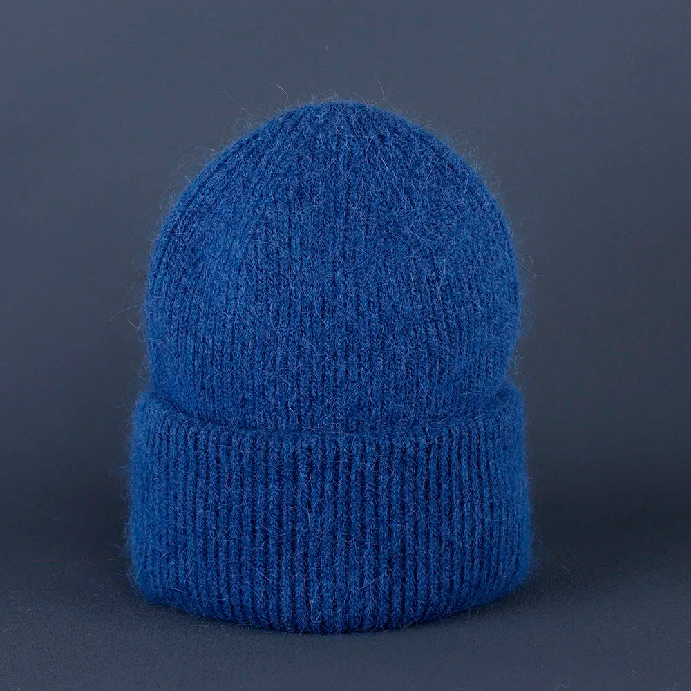 2024 Rabbit Fur Beanie – Soft Fluffy Winter Hat for Women, Angora Knitted Skullies, Warm Bonnet Knit Cap