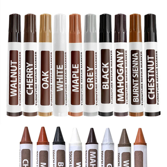 Creative Furniture Repair Pens Set — 8 Colors Wood Scratch Restoration Kit with Patch Paint Pens and Crayons, Large-Capacity Markers