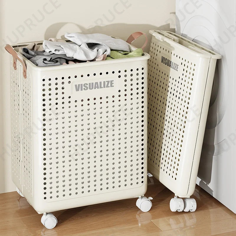 Foldable Laundry Hamper with Wheels — Portable Clothes Basket for Washing & Storage
