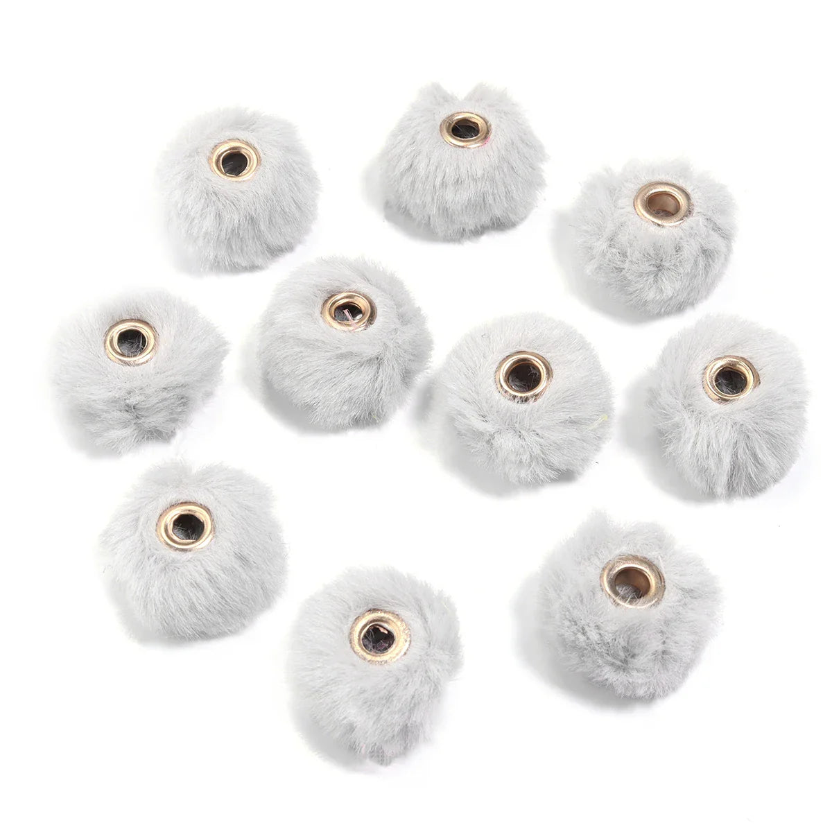 10pcs Plush Fur Ball Beads – Multicolor Pompom Spacer Beads for DIY Jewelry, Earrings & Bracelets