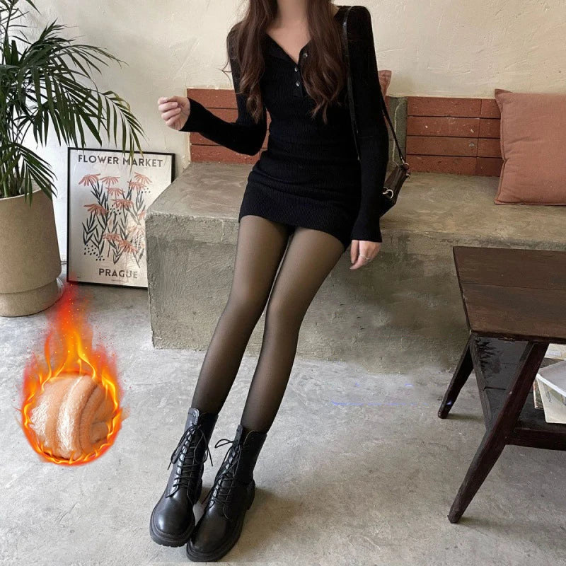 Winter Warm Women's Thermal Leggings: Sexy, Elastic, and High-Waisted Fleece Pantyhose