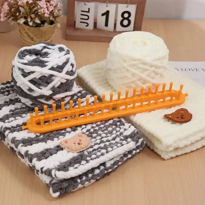 DIY Knitting Loom Craft Tool: Plastic Weaving Loom for Pompom, Sock, Hat, Shawl - Scarves Maker with Long Handle, Crochet Stitching