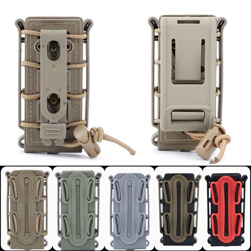 Tactical 9mm Single Magazine Pouch – MOLLE Clip, Quick Release FastMag Holder for P226, Glock 17/19, Beretta M9/PX4, Hunting Gear