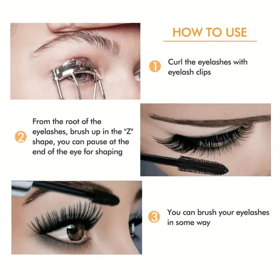 Waterproof 4D Mascara – Thick, Long, Smudge-Proof, Plump & Long-Lasting Curling for Large Eye Makeup, Makeup Tools