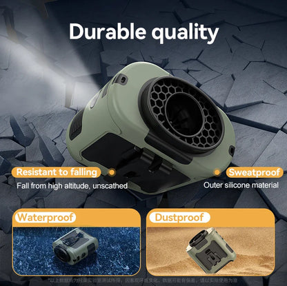 20000mAh Outdoor Portable Waist Fan - Hanging Neck Fan with Strong Wind, Power Bank & LED Lighting for Sports & Outdoor Work