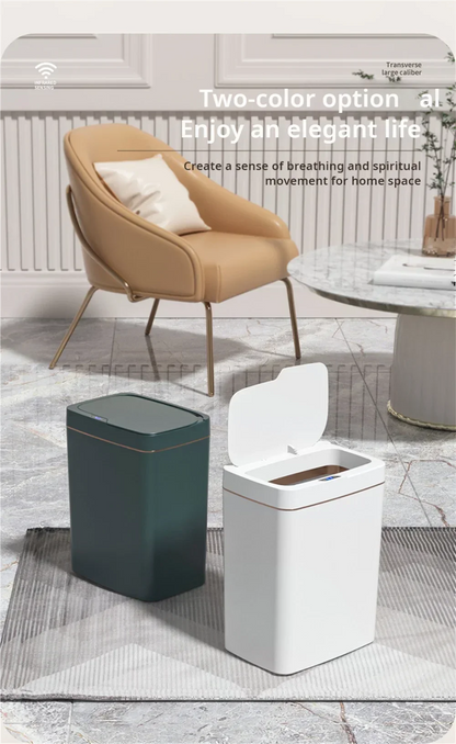 15L Smart Sensor Trash Can – Non-Contact Automatic Bagging Electronic Trash Bin for Smart Home & Bathroom, White