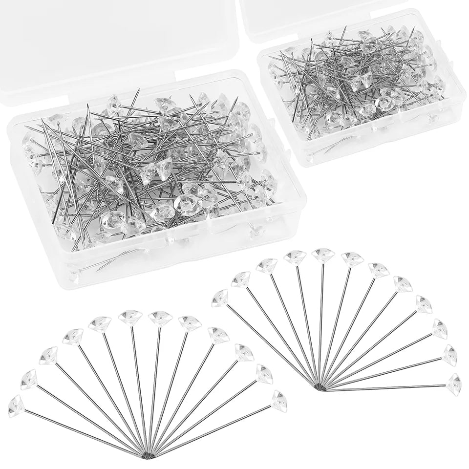KRABALL 100pcs Diamond Bouquet Pins – Crystal Rhinestone Floral Corsage Pins for Wedding Bouquets & Bridal Decorations