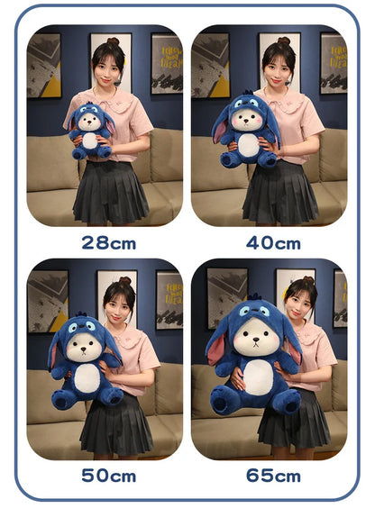 30cm Cute Bear-to-Disney Stitch Plush Toy – Soft Stuffed Cartoon Animal Doll, Perfect Birthday & Christmas Gift