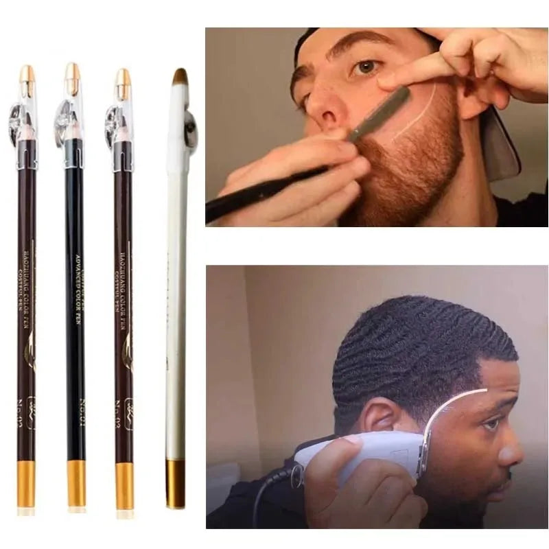 Men’s Beard Edge & Hairline Pencil – Razor Trace Barber Shaping Tool with Sharpener, Eyebrow & Makeup Pencil