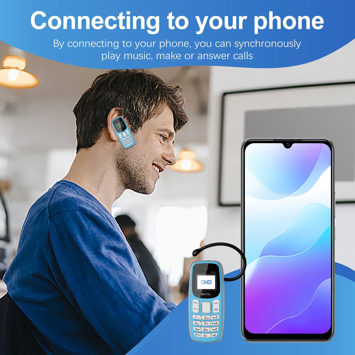 MKTEL 3310 Mini Feature Phone – Dual SIM, Dual Standby with MP3/MP4, FM Radio, Bluetooth & GPRS