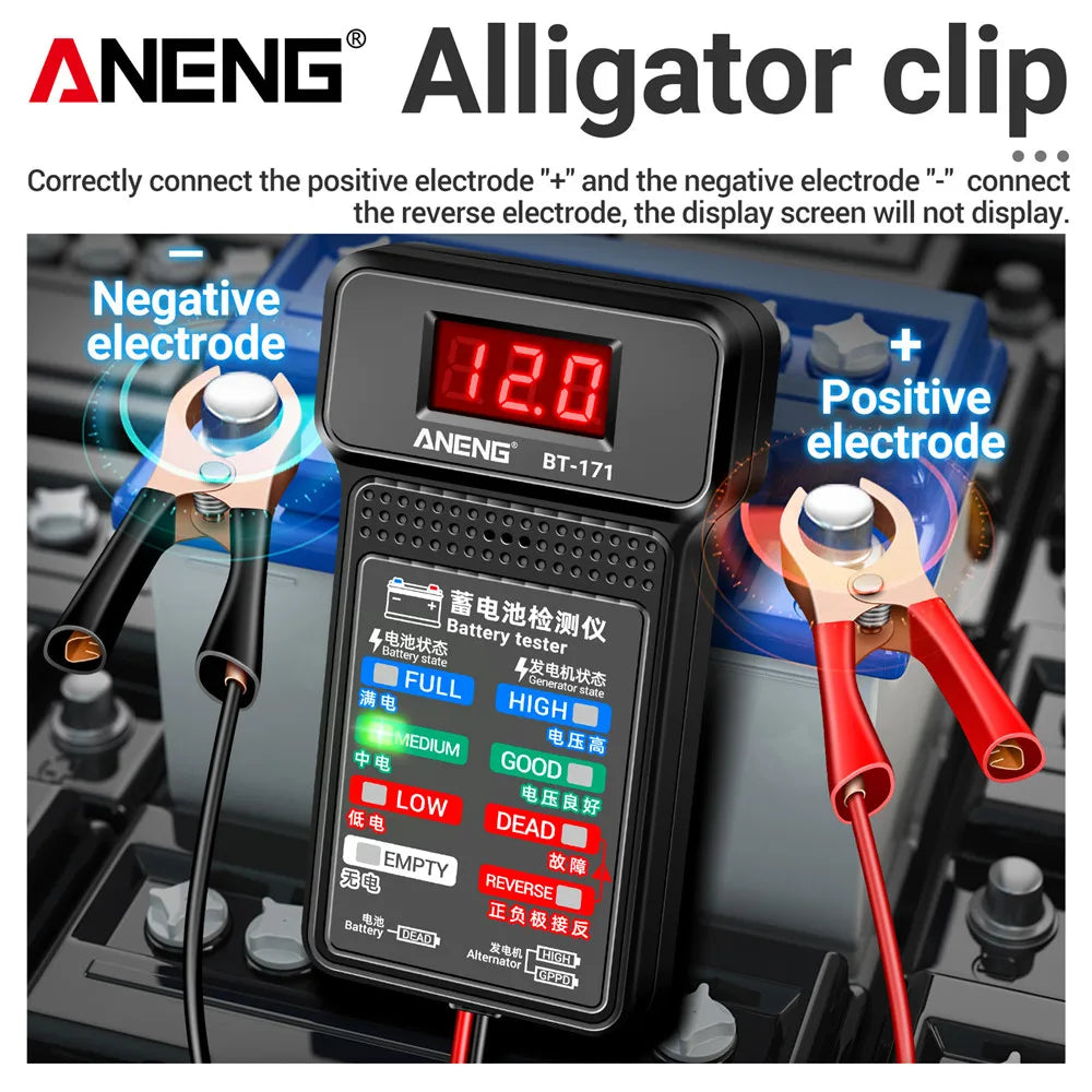 ANENG BT-171 Multifunctional Battery Tester — 12V Auto Repair Diagnostic Tool with LED Display for Electricians