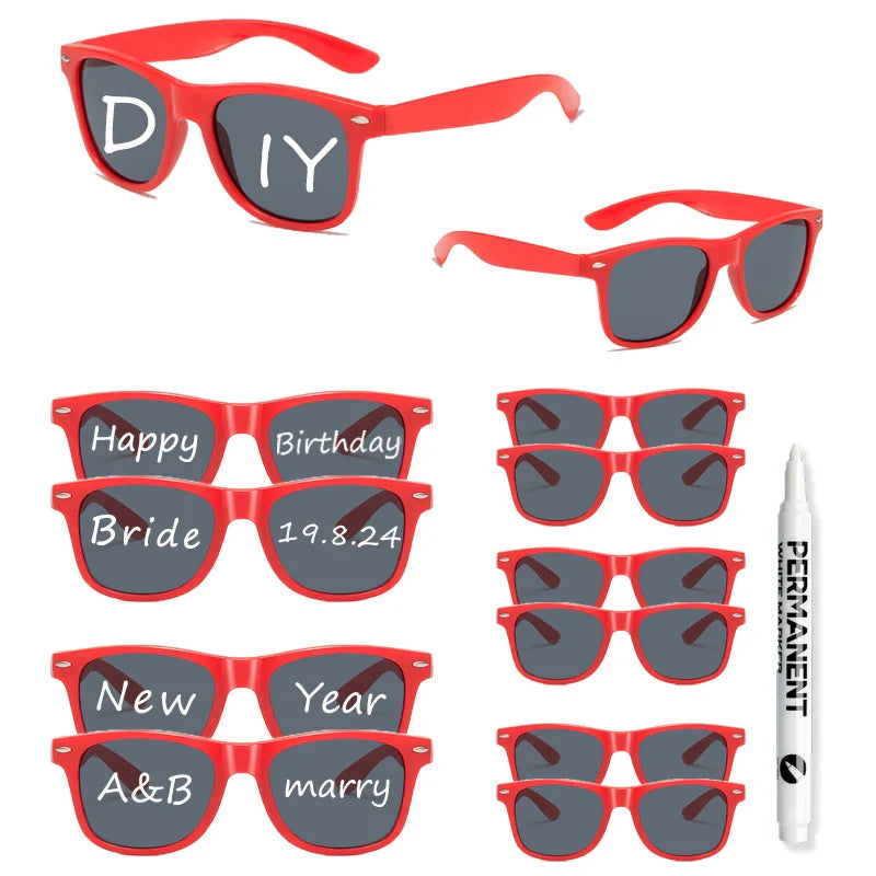 KAMMPT 12-Pair Candy Color Sunglasses Set – Fashion DIY Bride Decor Shades for Women, Festivals & Party Gifts