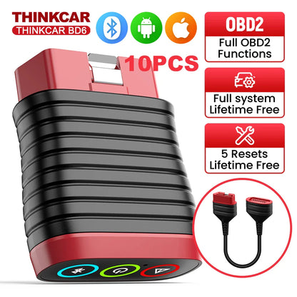 THINKCAR BD6 OBD2 Scanner – Full System Diagnostic, Oil, IMMO, ETS & Brake Reset, Lifetime Free Updates via THINKDIAG App