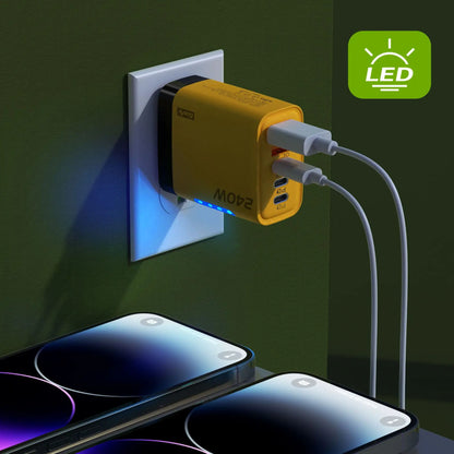 240W 5-in-1 GaN Fast Desktop Charger – USB-C Quick Charge 3.0 Adapter for iPhone Samsung Huawei